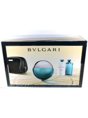 Bvlgari Aqva Pour Homme EDT 4pc Designer Perfume Gift Set for Men w/ After Shave